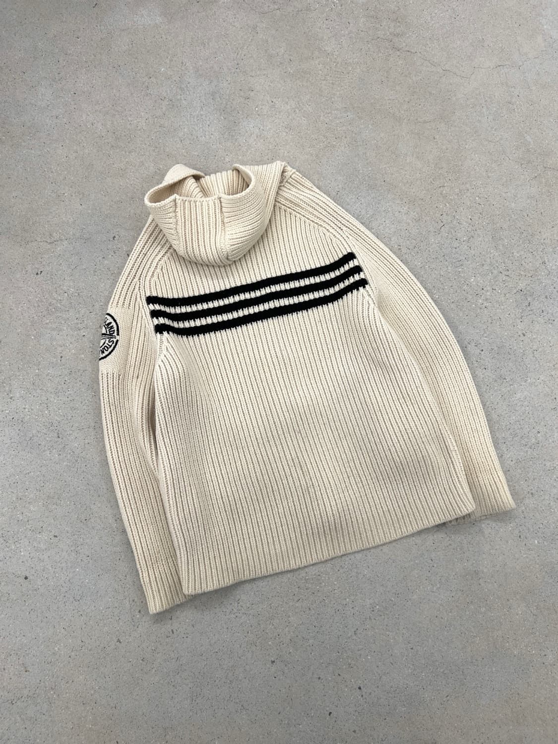 스톤아일랜드 00s 자수 로고 헤비울 니트 후드집업 상품이미지5