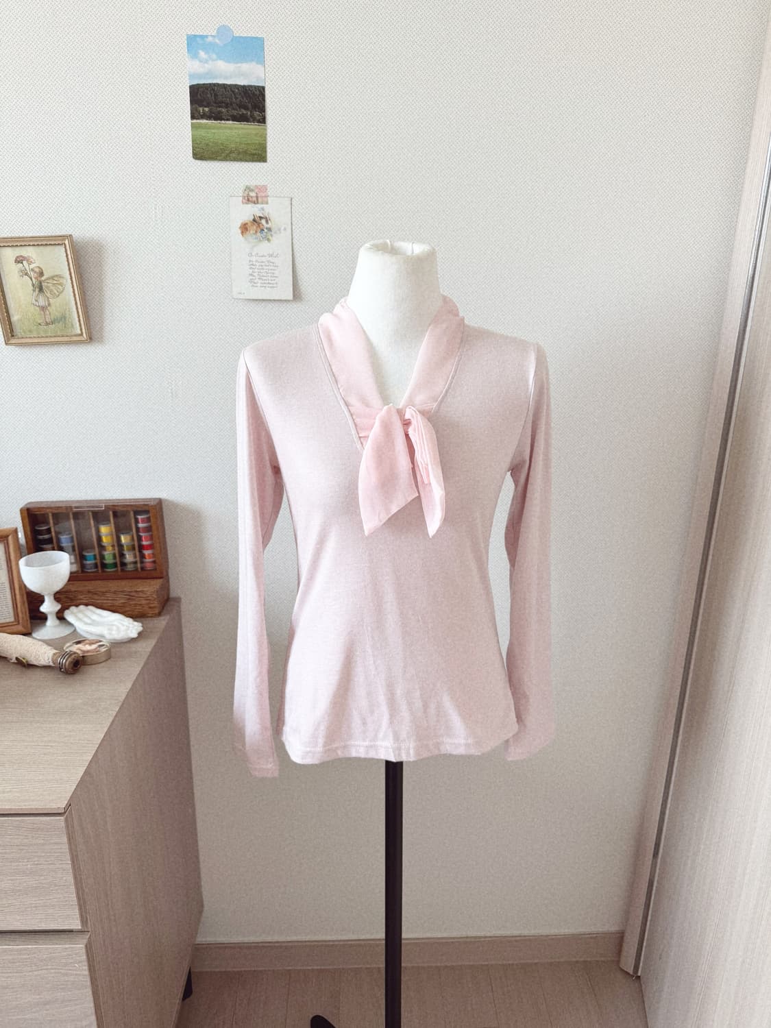 러블리 리본 핑크 롱슬리브리스 상품이미지1