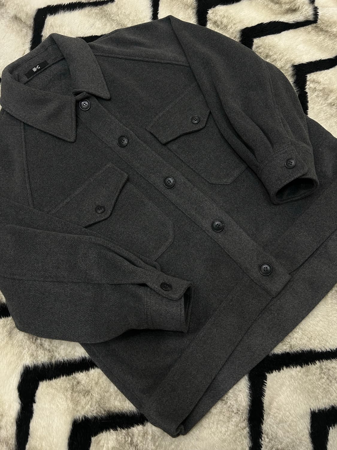 [M]유니클로C 오버사이즈 울 숏 코트/그레이 상품이미지1