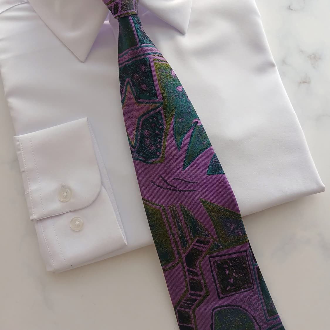 티노 코스마 실크 퍼플 아트 패턴 넥타이 9.7cm A등급 A18798
 상품이미지5