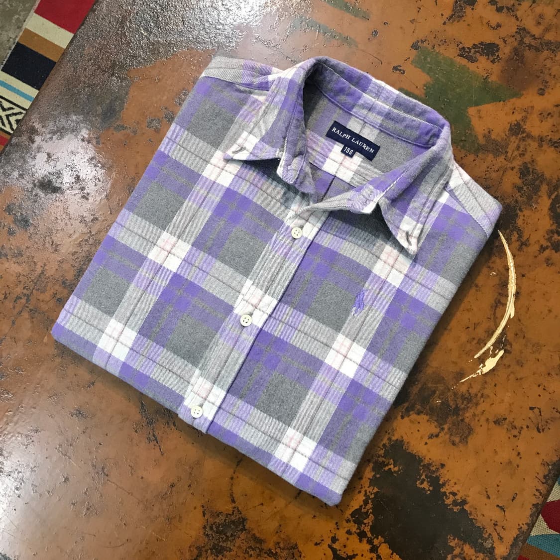 폴로랄프로렌 연보라 타탄 체크 헤비코튼 셔츠 여성 44 사이즈  상품이미지1