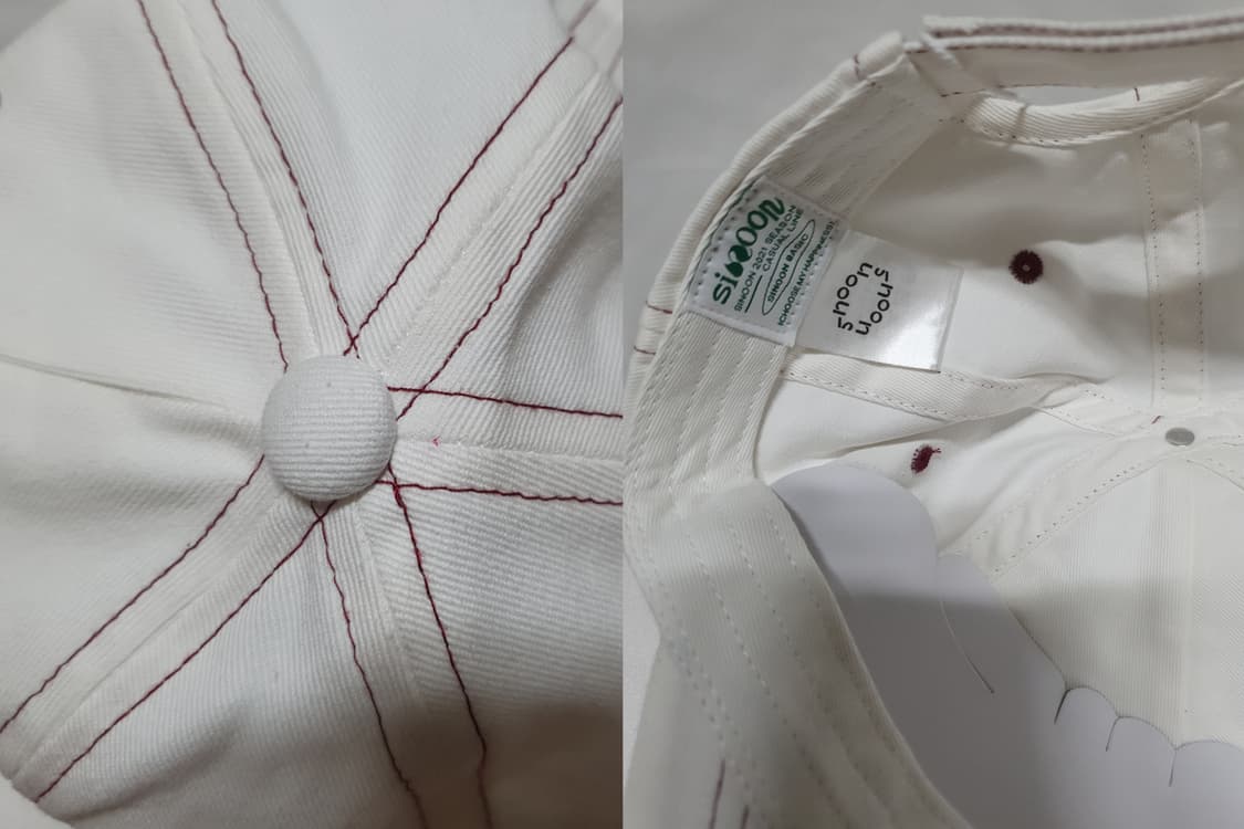 화이트베이지 레드 레터링 sinoon 시눈 볼캡 모자  상품이미지6