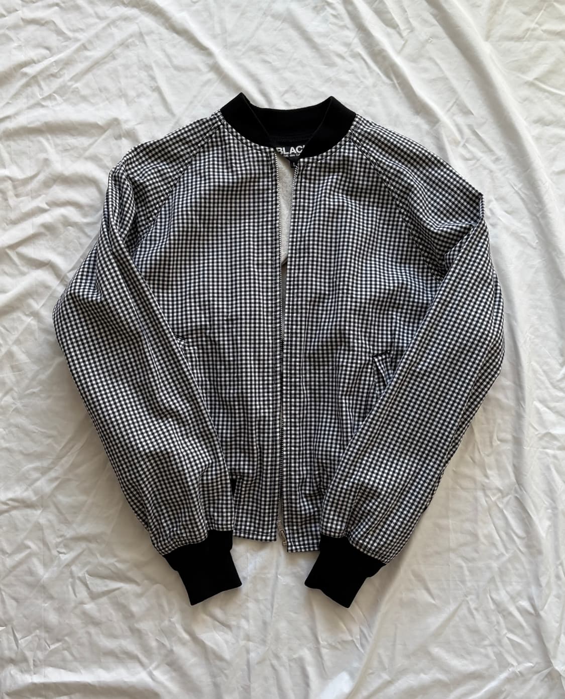 꼼데가르송 블랙 깅엄체크 봄버 상품이미지1