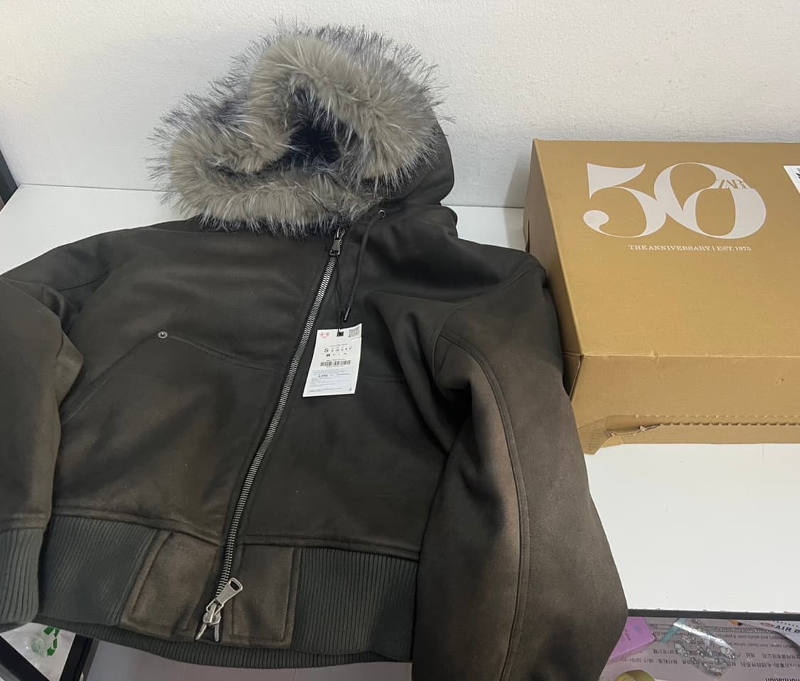 zara 자라 페이크 스웨이드 패딩 점퍼 퍼자켓 s 상품이미지1