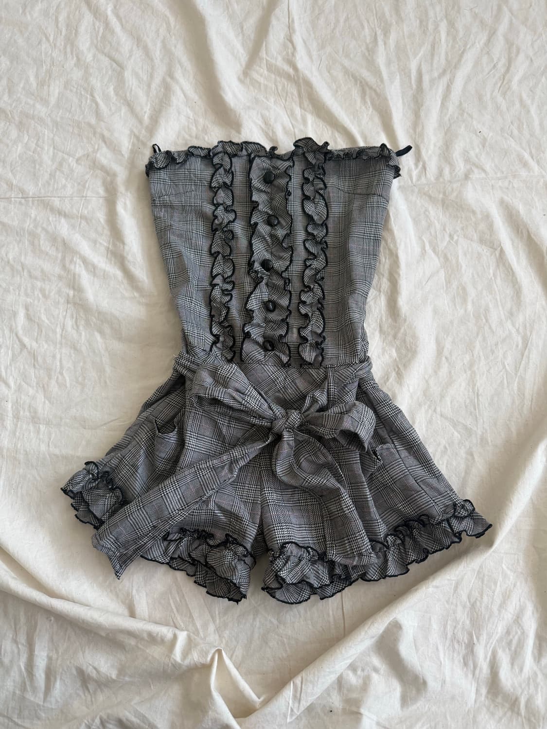 고갸루 러블리 프레피 로리타 체크 점프슈트  상품이미지1