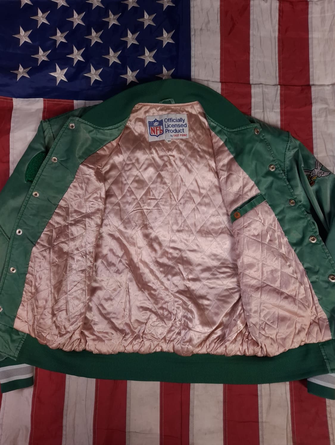80's 빈티지 NFL 필라델피아 이글스 사틴 바시티자켓 상품이미지9