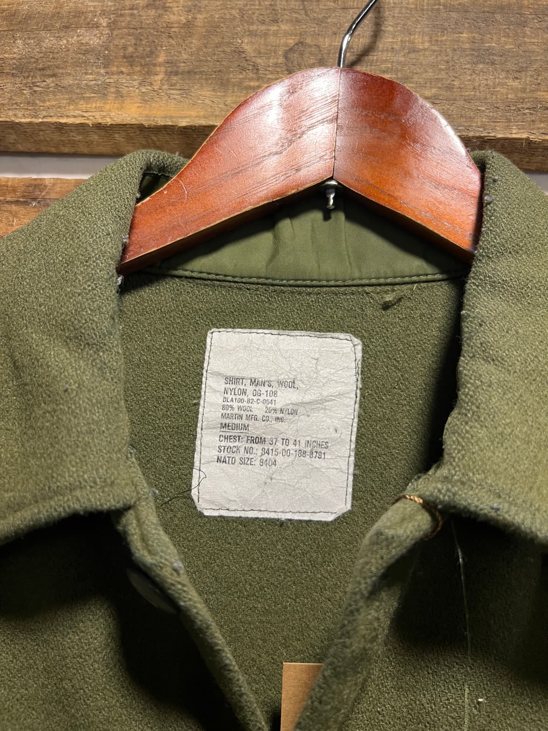 [M]80's 오리지널 U.S ARMY OG-108 밀리터리 울 셔츠 상품이미지2