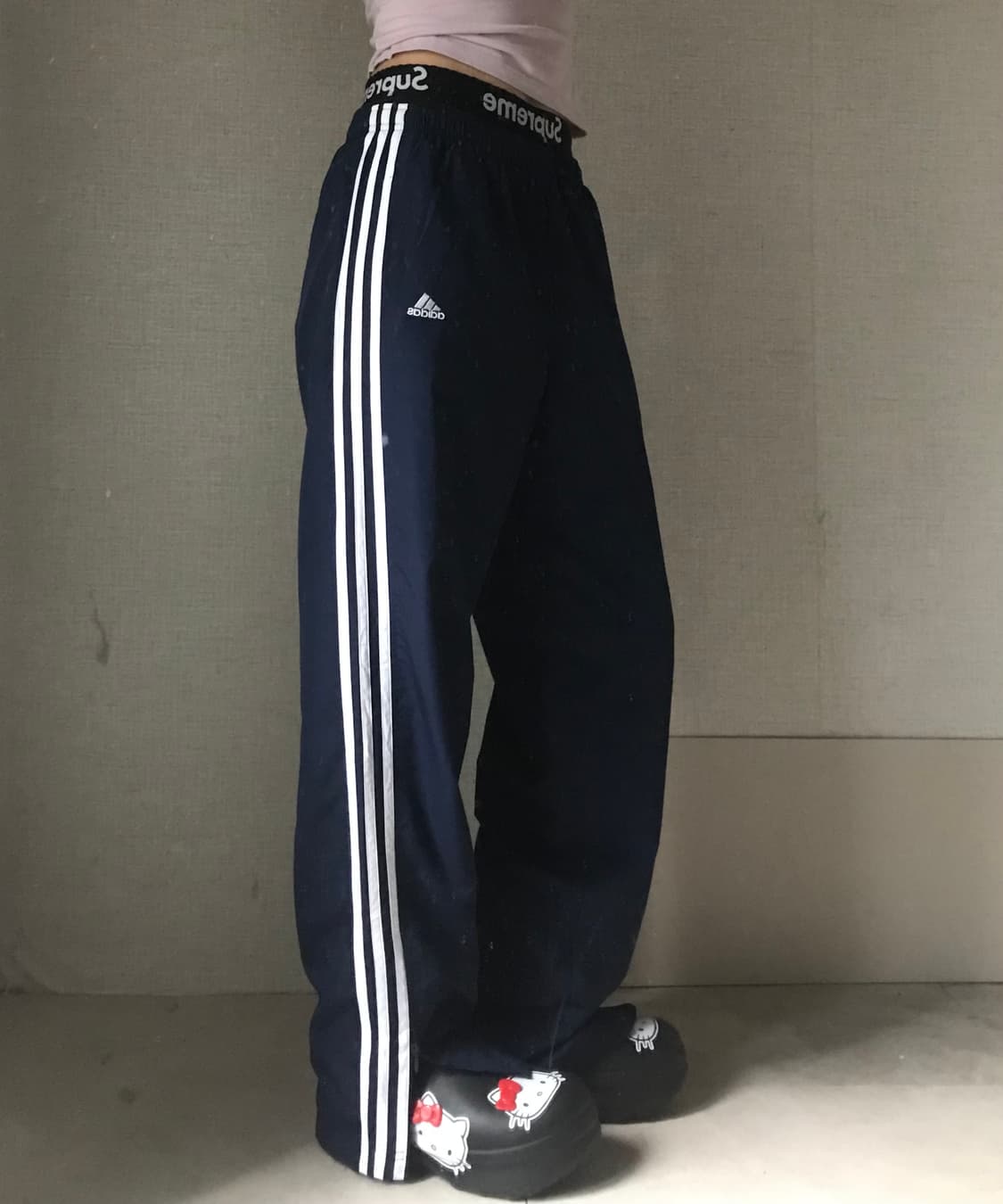 아디다스 네이비 와이드핏 트레이닝팬츠 상품이미지1