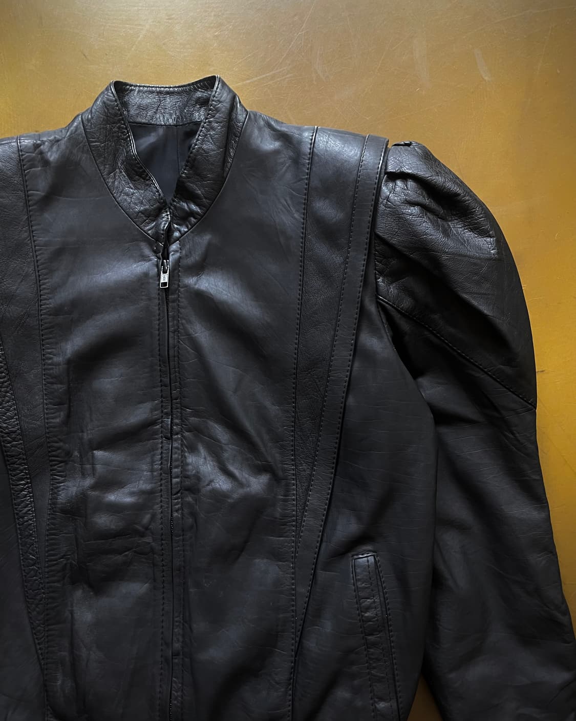 1980-90s Power Shoulder Leather Jacket 상품이미지5