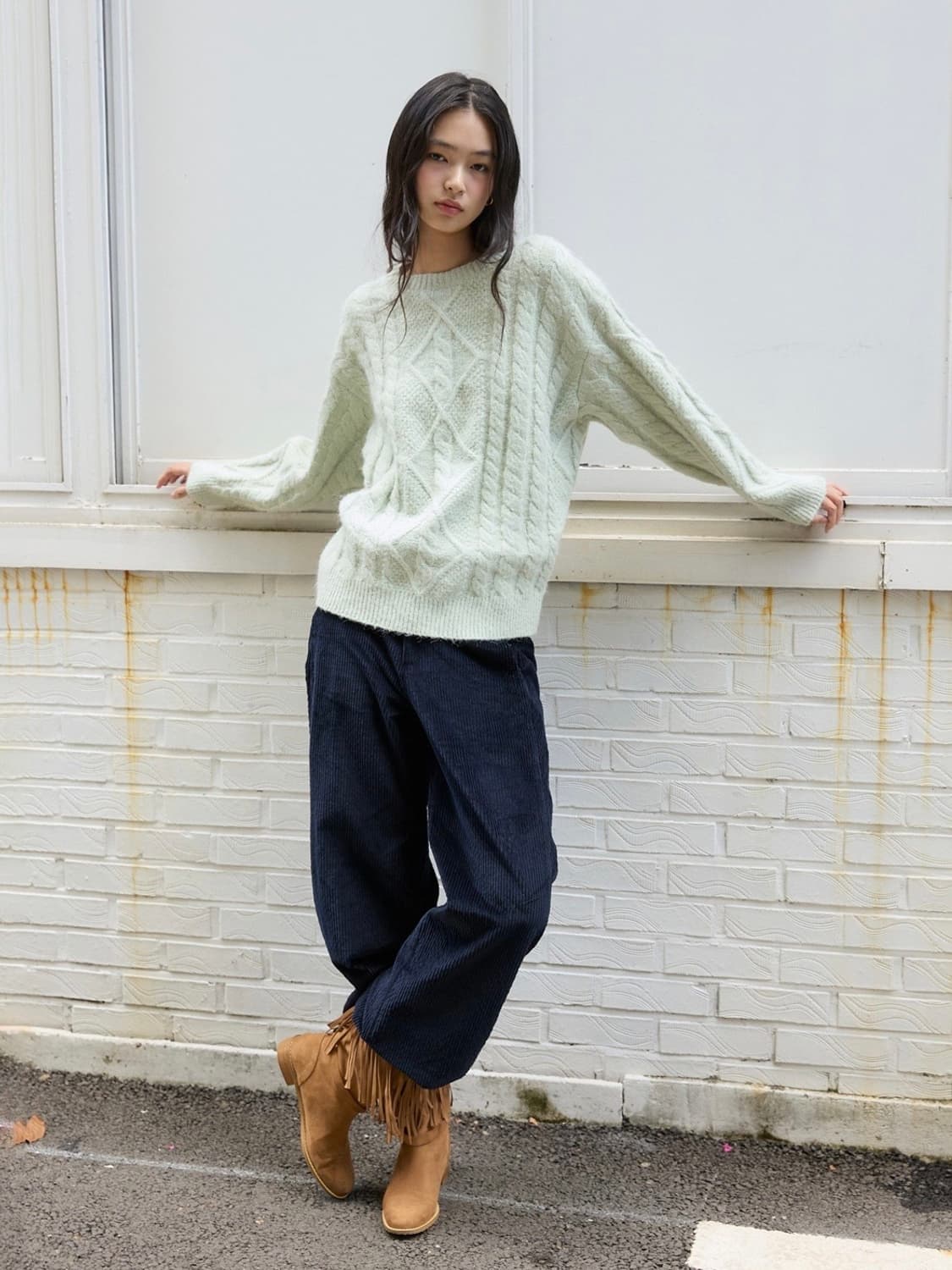 미치코 런던 케이블 울니트 크리미 민트 상품이미지2