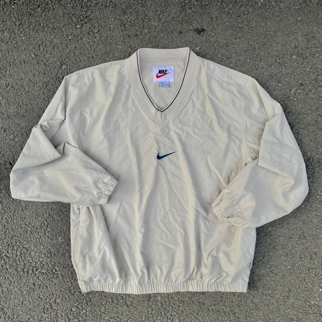 90s 나이키 USA 미드 스우시 오트밀 올드스쿨 웜업 바람막이 XL 상품이미지3