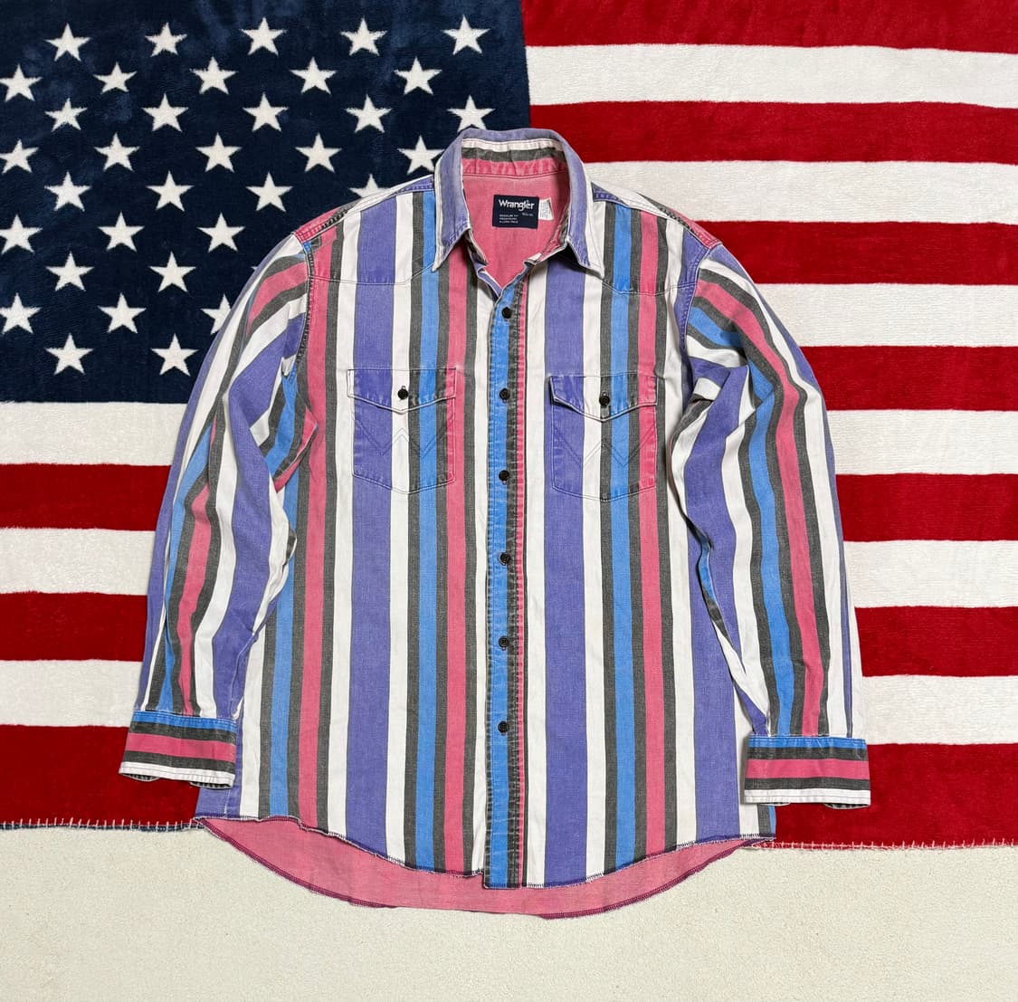 90‘s 랭글러웨스턴셔츠  Wrangler 멀티스트라이프셔츠 빈티지 상품이미지1