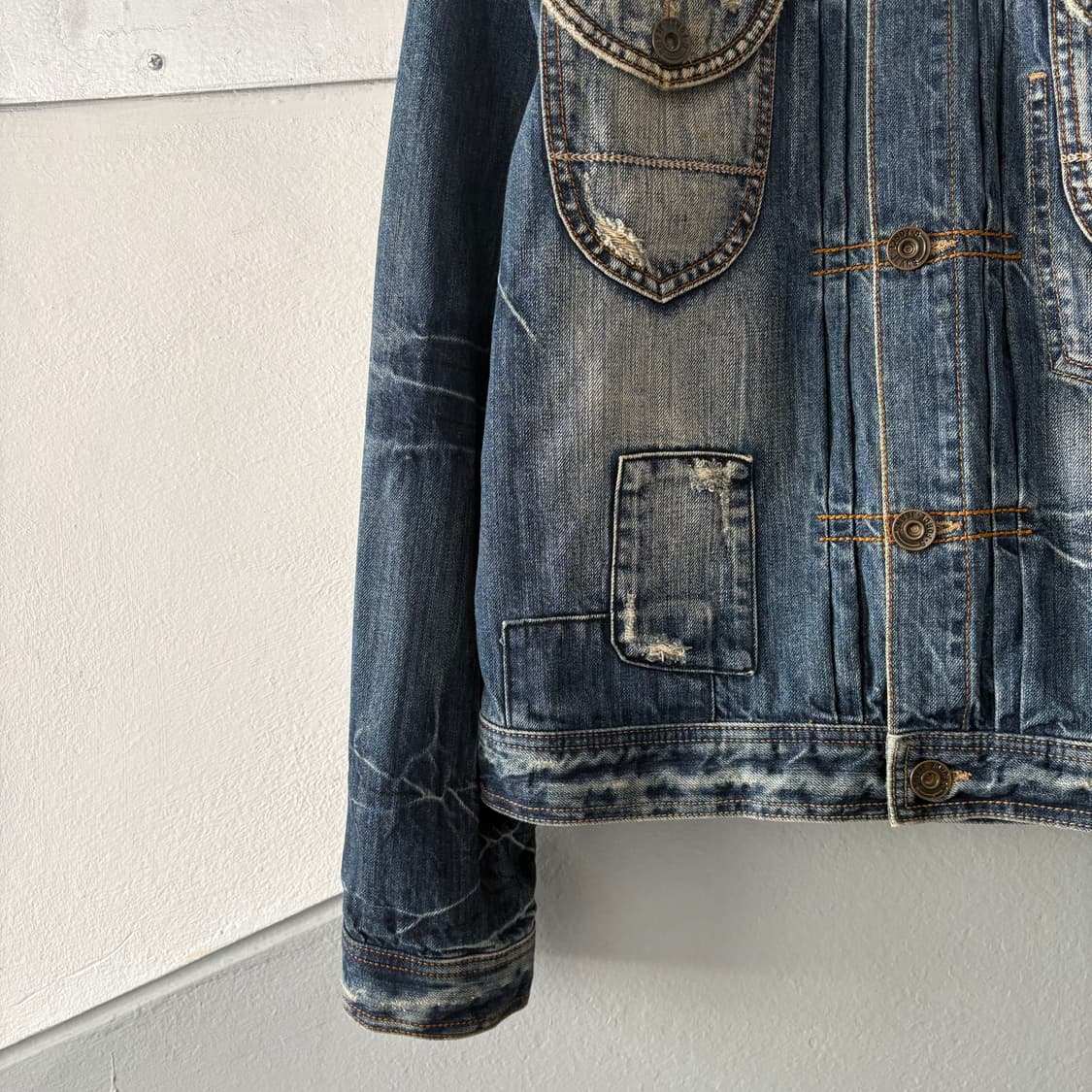 빈티지 워싱 & 디스트레스 데님 자켓 상품이미지7