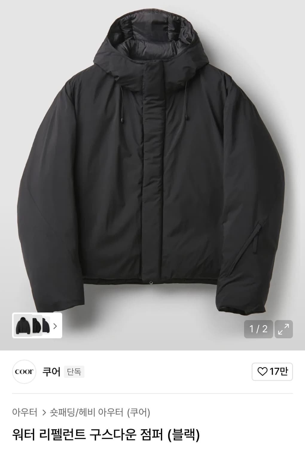 쿠어 워터 리펠런트 구스다운 점퍼 L사이즈 삽니다 상품이미지1