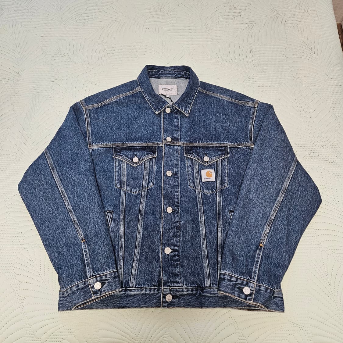 [새상품] 칼하트 WIP 헬스톤 자켓 블루 스톤 워시드 L 상품이미지1