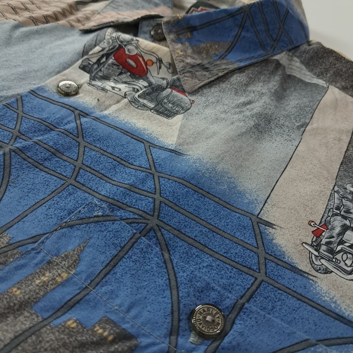 CK233 M 할리데이비슨x토리리처드 90s 미국판 비스코스 알로하 셔 상품이미지4