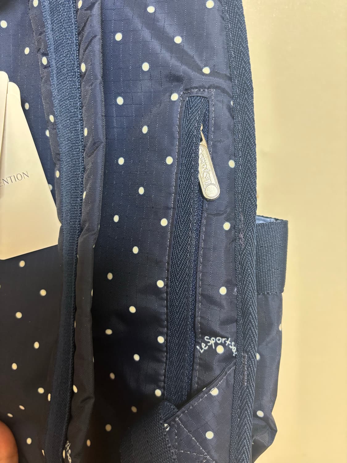 미사용 새상품 레스포삭 네이비 땡땡이 도트 백팩 상품이미지3