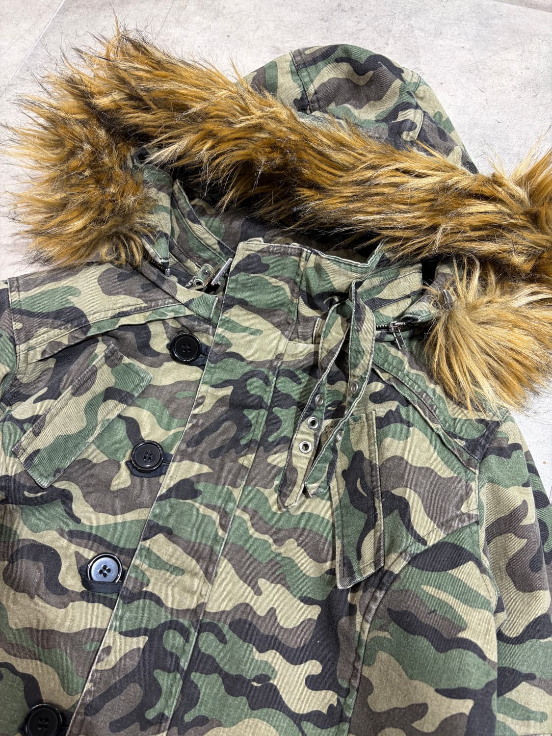 Maisongilfy 카모 밀리터리 퍼후드 집업 자켓 상품이미지3