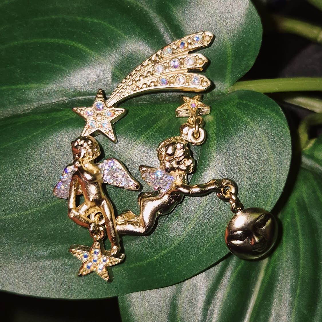 90s 미국 커크스폴리 요정 달&별 브로치 세트 상품이미지8