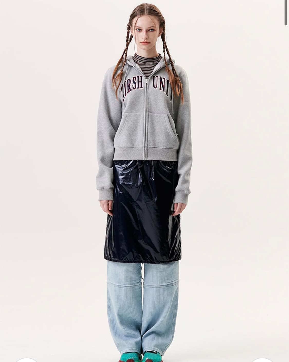 키르시 스쿨 아치 로고 후드집업 멜란지그레이 상품이미지3