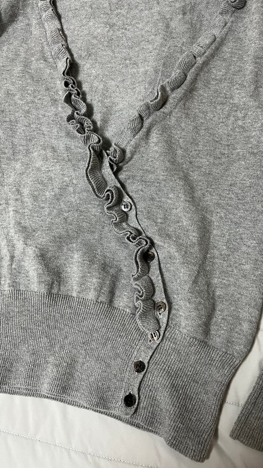 빈티지 프릴 사선스냅 가디건 프리 상품이미지2