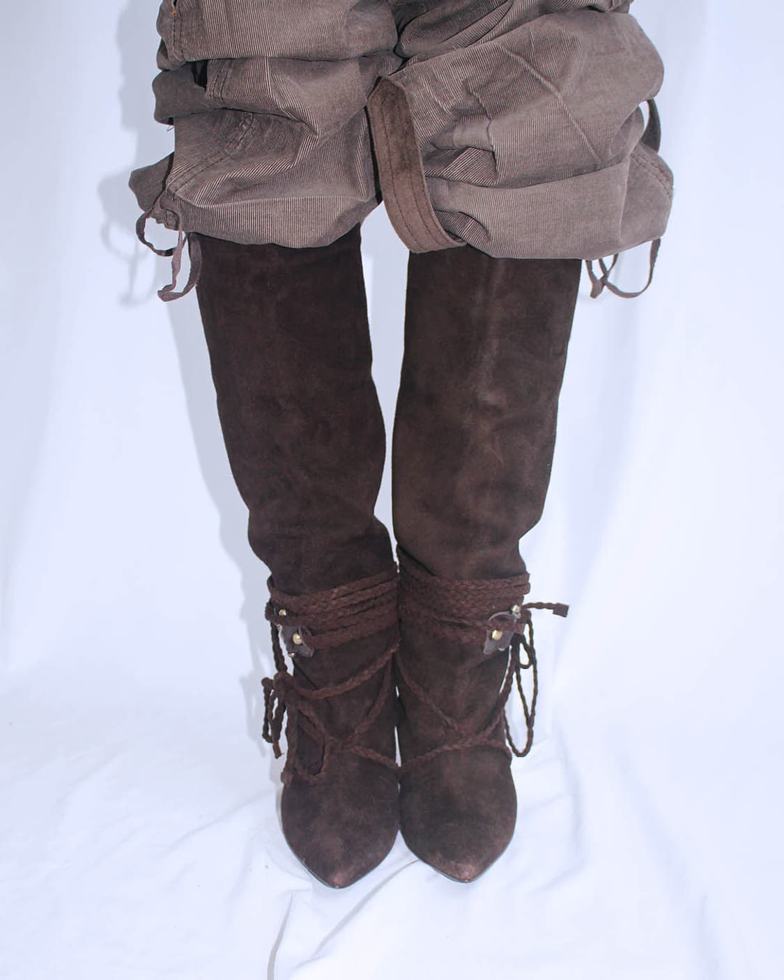Western strap detail suede long boots 상품이미지4