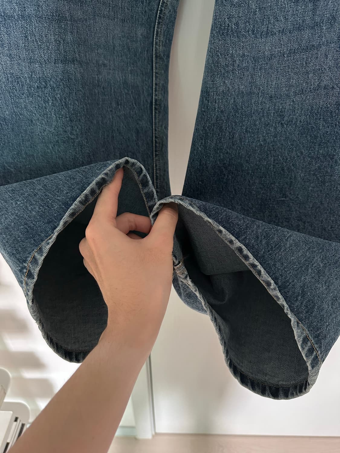 해칭룸 와이드 커브진 커브드진 워시드블루 3사이즈 상품이미지3