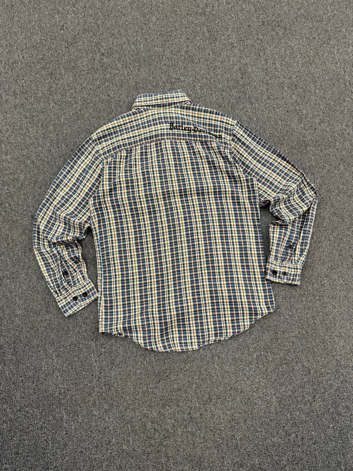 S)할리데이비슨 빈티지 로고 자수 체크 긴팔셔츠 상품이미지5