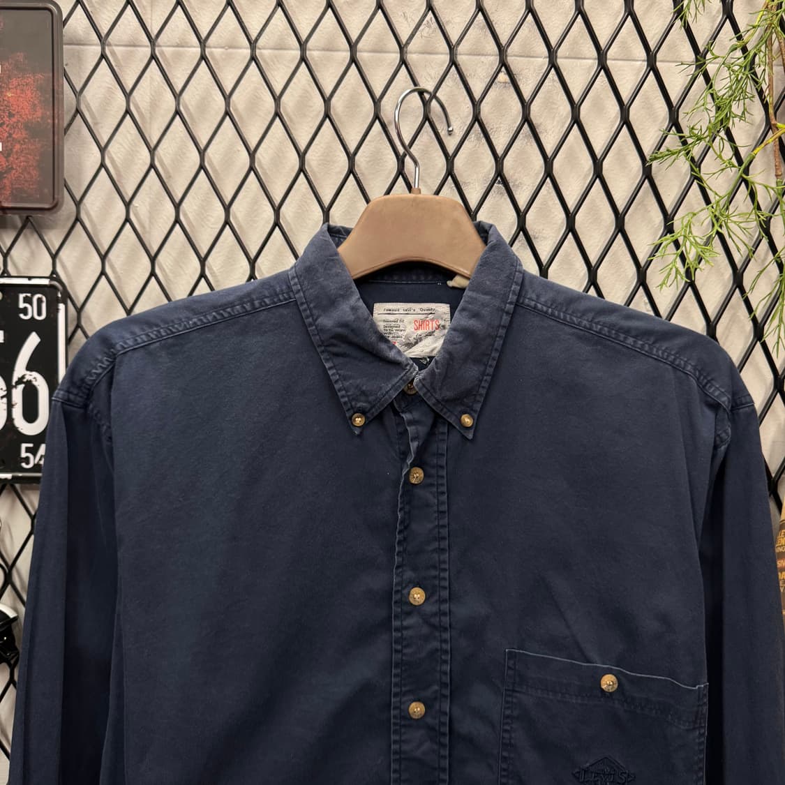 00s 리바이스 포 진스 워크 셔츠 전면 원포켓 포인트 네이비 상품이미지3