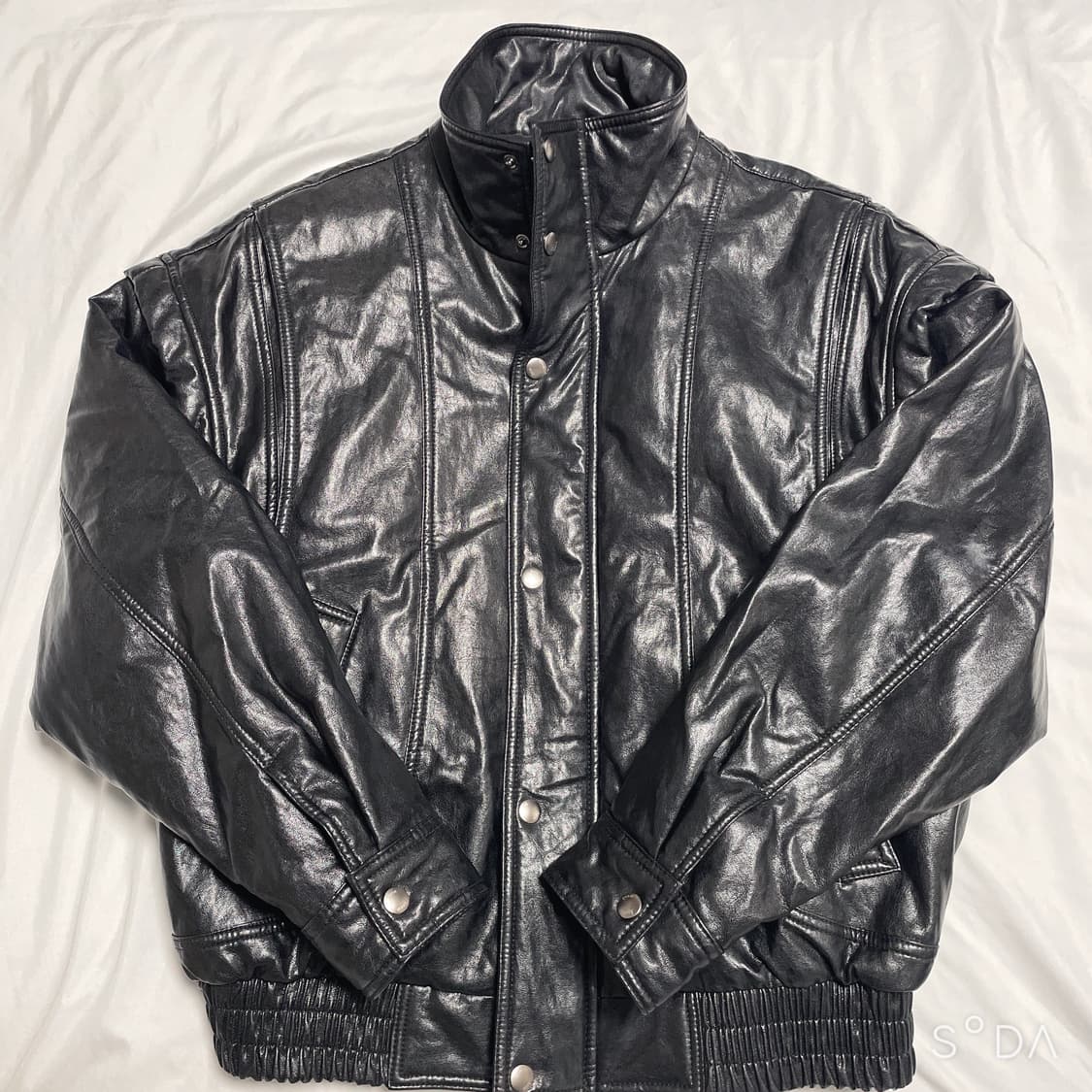 아비에무아 패널드 페이크 레더 재켓 블랙 1 상품이미지2