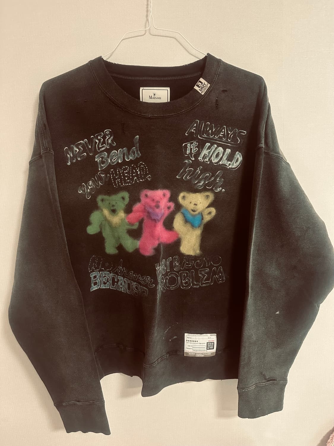 [50]미하라야스히로 그레이트풀 데드베어 프린트 디스트레스드 스웨트셔츠 상품이미지3