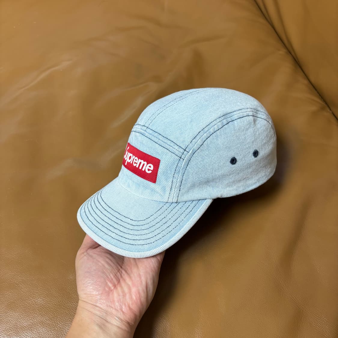 Supreme 슈프림 22fw 데님 캠프캡 모자 Washed Denim 상품이미지5