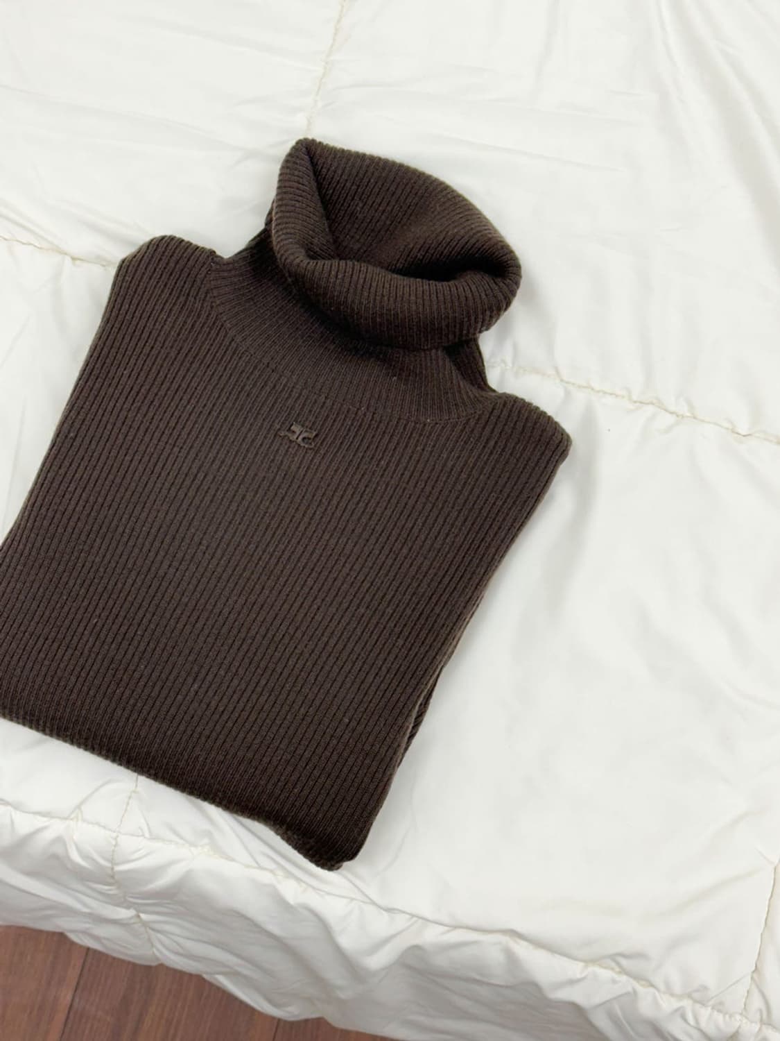 courreges / 꾸레쥬 브라운 울 골지 터틀넥 니트  상품이미지2