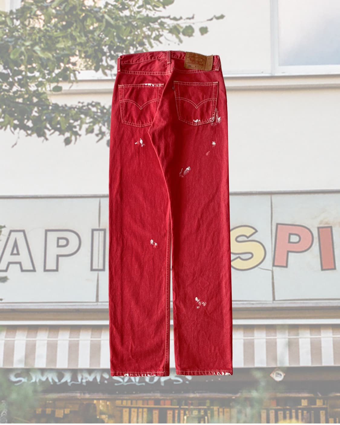 리바이스 501  페인팅 레드 데님 팬츠 상품이미지2