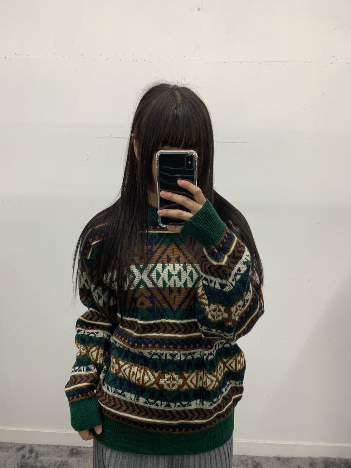 그린 패턴 니트 상품이미지1