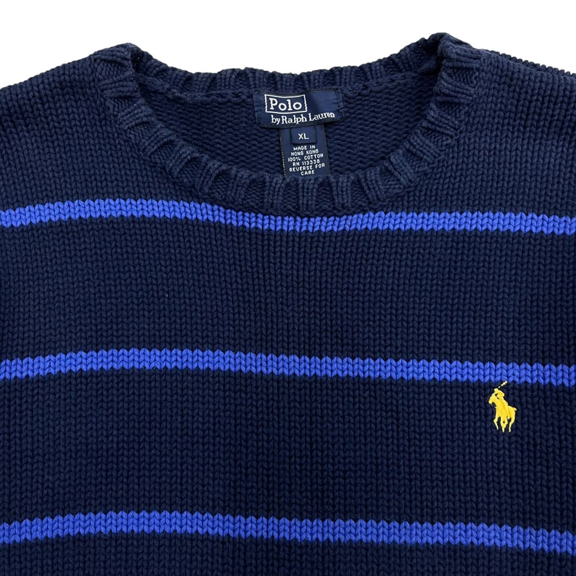 폴로 랄프로렌 옐로우포니 블루 단가라 네이비 니트 XL 상품이미지4