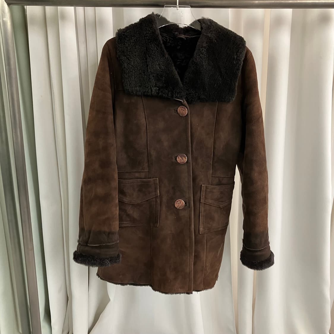 VTG 빈티지 브라운 스웨이드 양가죽 무스탕 코트  상품이미지1