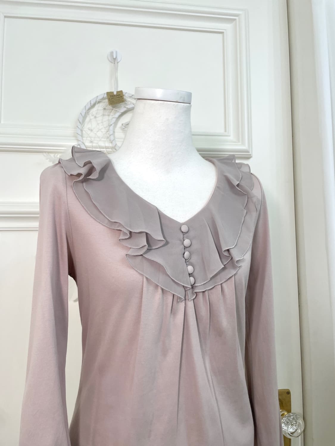 indi pink ruffle shirring cotton top 상품이미지6
