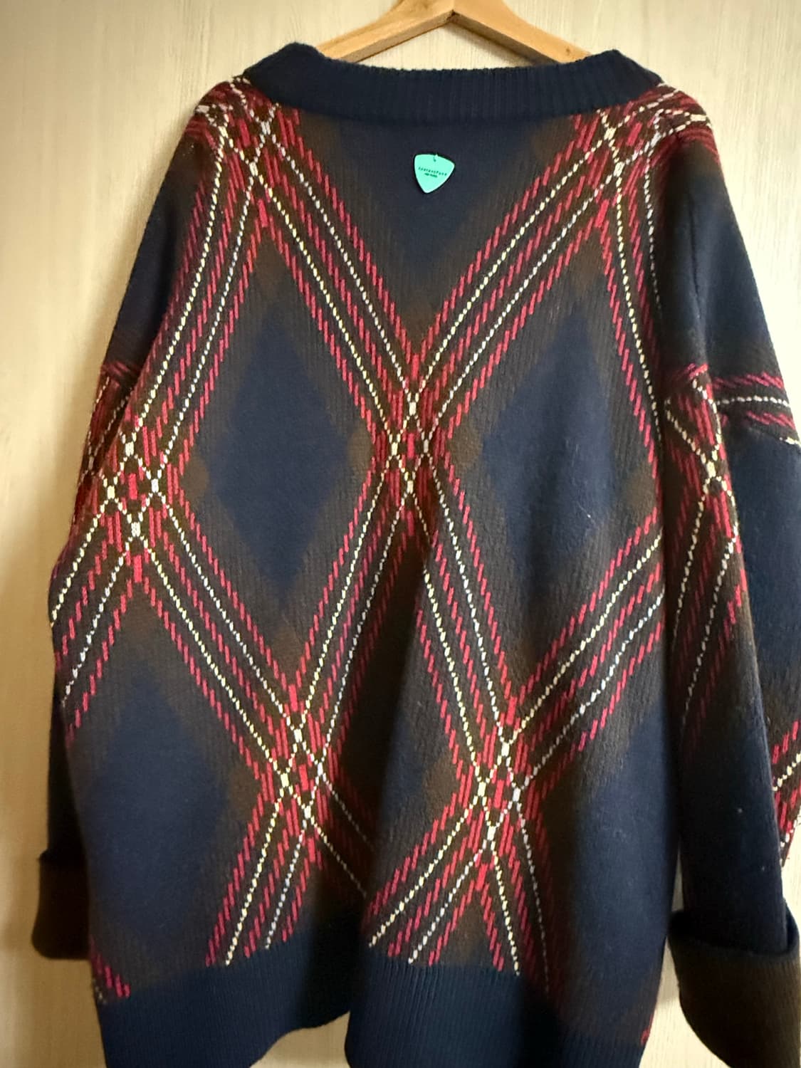 인스턴트 펑크 아가일 패턴 니트 가디건 상품이미지4