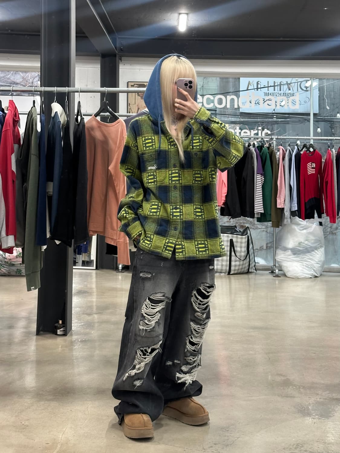 슈프림 20FW 체크 후드 섀도우 플래드 셔츠  상품이미지2