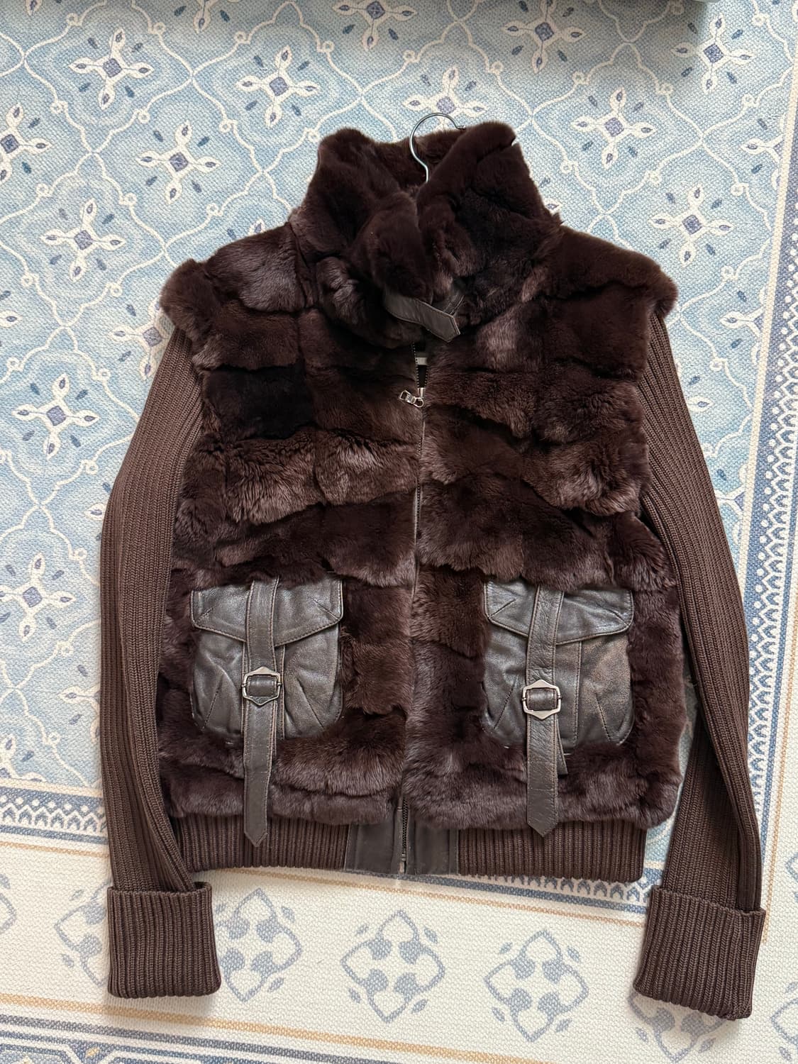 리얼퍼 배색 자켓 상품이미지1