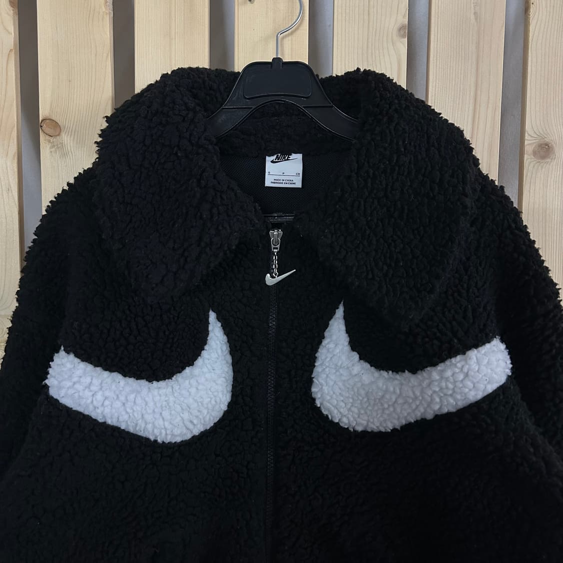 (S) 나이키 블랙 더블 스우시 쉐르파 후리스 플리스 자켓 상품이미지4