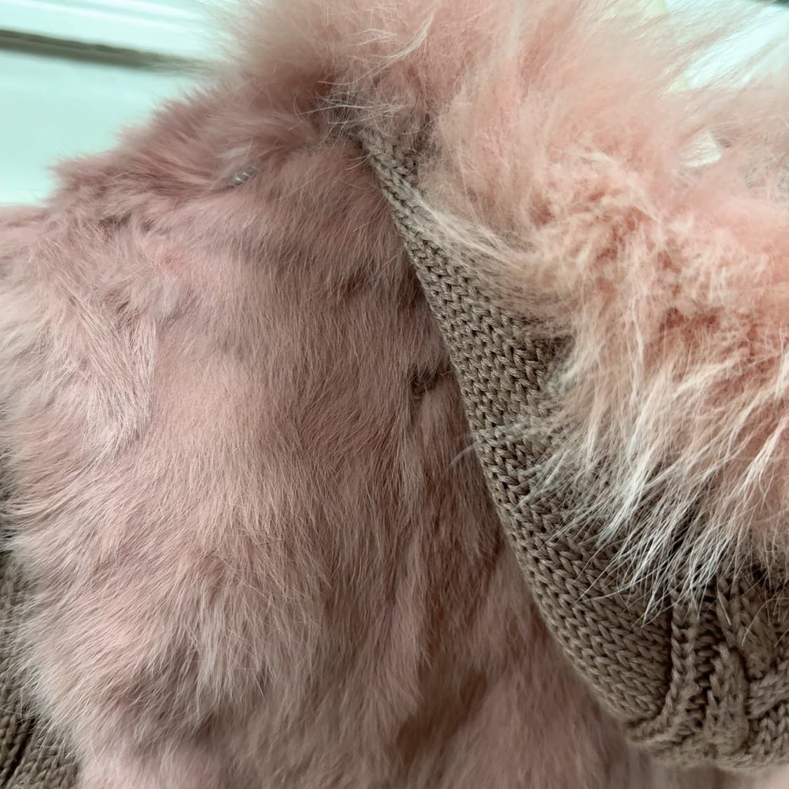 빈티지 연한 핑크 폭스퍼 후드 토끼털 니트자켓  후드집업 상품이미지5