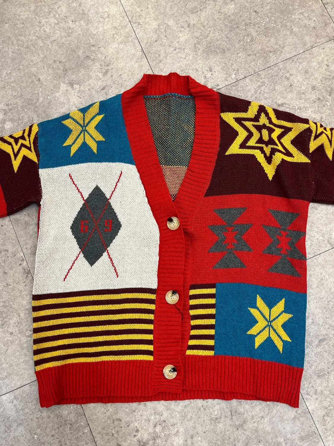 빈티지 노르딕 패턴 가디건 레드 #csz3016 상품이미지3