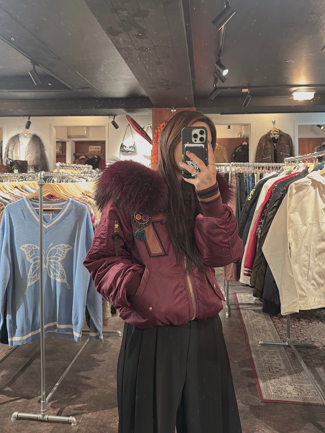 EGOIST 에고이스트 폭스 퍼 후드 MA-1 봄버 플라이트 자켓 M 상품이미지7