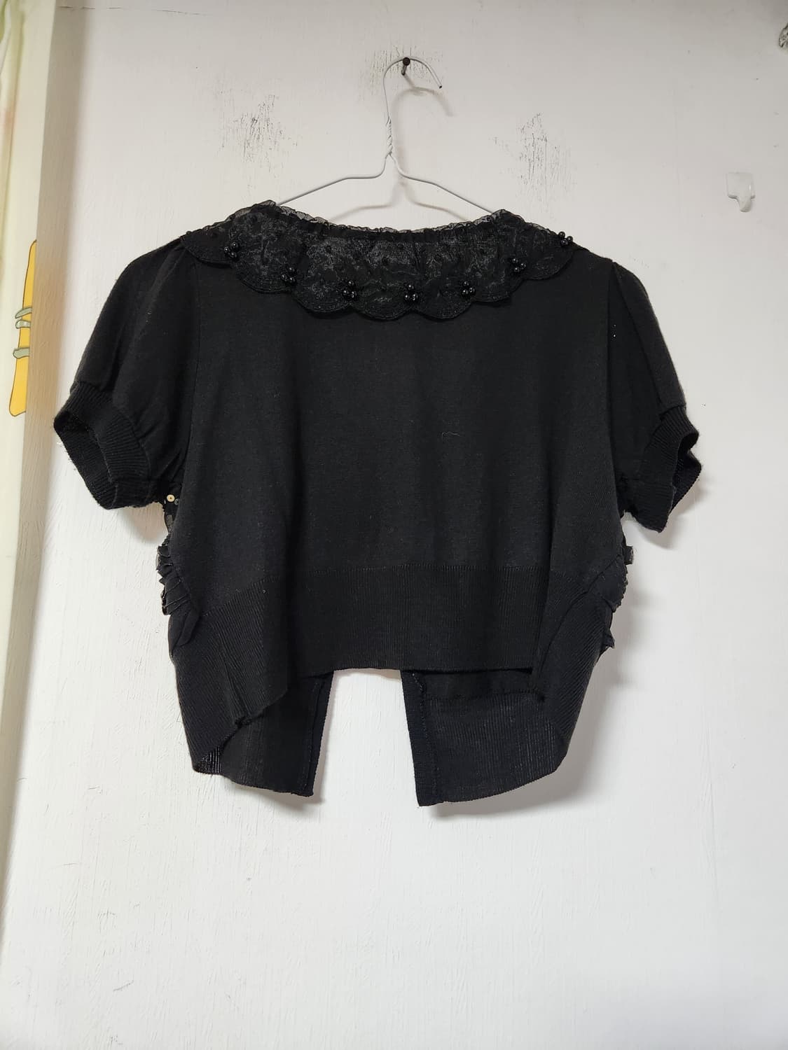 블랙 스팽글 레이스 장식 볼레로 가디건 S 상품이미지3