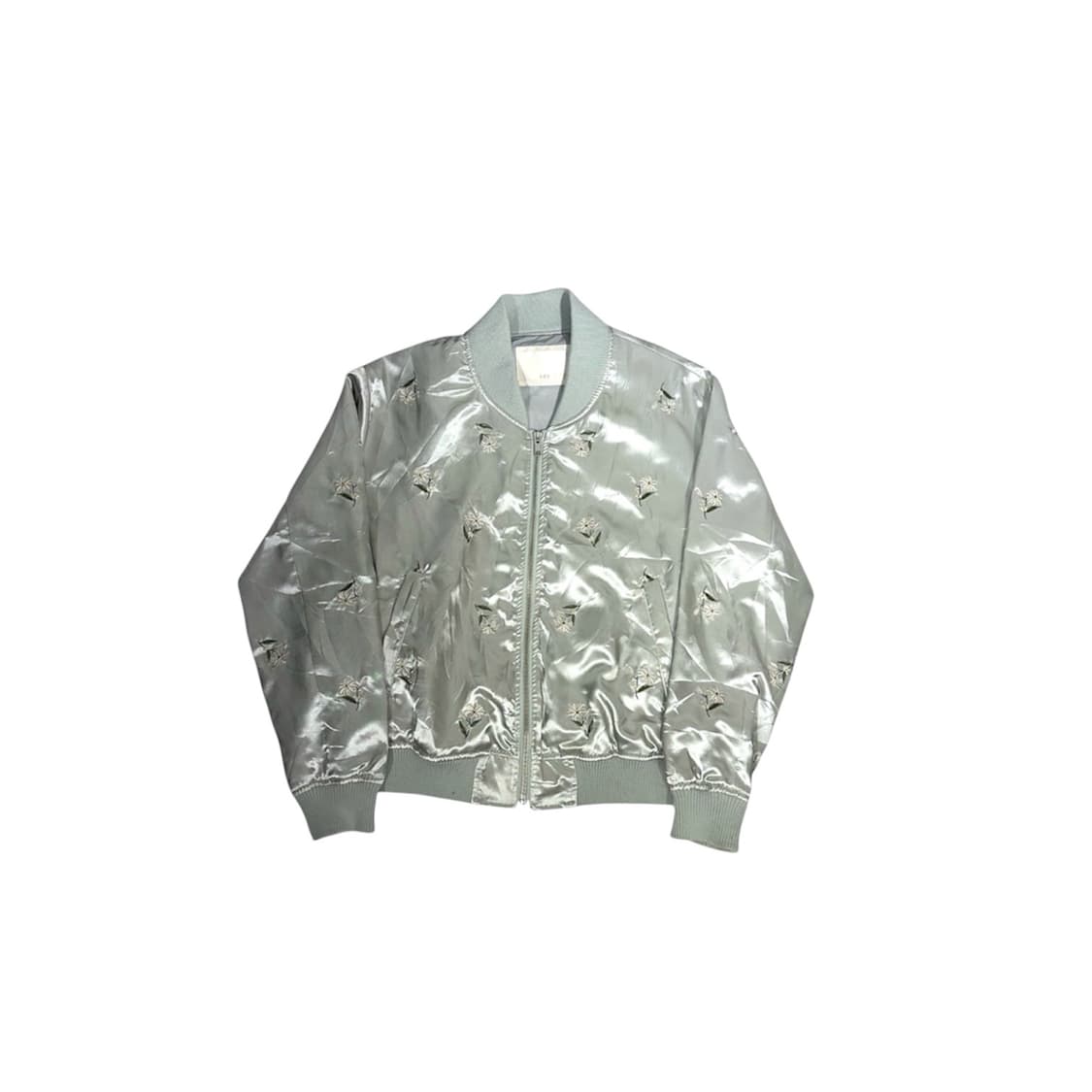 일본 빈티지 유광 실버 스카잔 꽃 자수 크롭 자켓   상품이미지5