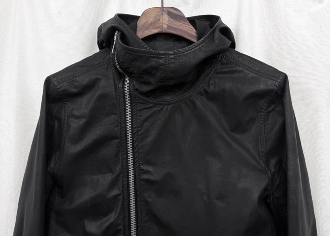 릭오웬스 사선지퍼 후드 레더 자켓 상품이미지2