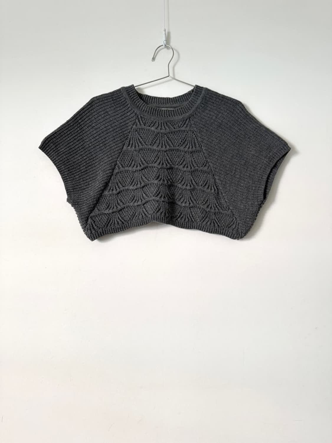 Cable half layered knit / grey 상품이미지4
