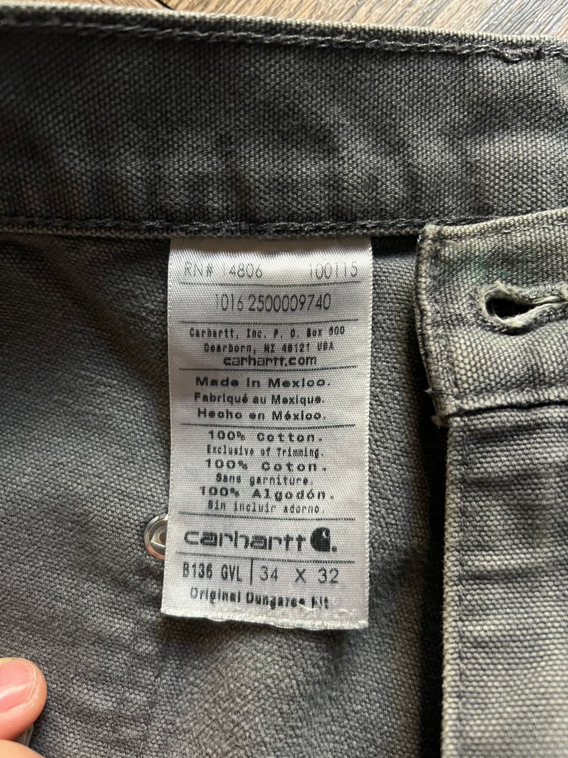 [34]칼하트 USA 더티워싱 차콜그레이 더블니 워크 팬츠 상품이미지9